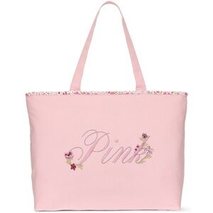 Victoria’s Secret PINK Pink Canvas Floral Embroidered Tote Bag Zip Top 1 Pocket